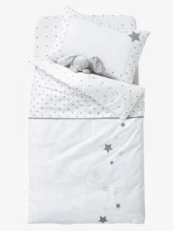 Drap-housse Bébé PLUIE D'ETOILES Blanc / étoiles - Vertbaudet -Literie Pour Bébé drap housse bebe pluie detoiles 2