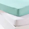 Lot De 2 Draps-housses Bébé En Jersey Extensible Gris + Blanc - Vertbaudet -Literie Pour Bébé lot de 2 draps housses bebe en jersey extensible