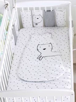 Lot De 2 Draps-housses Bébé En Jersey Extensible Imprimé étoiles Gris Chiné/blanc - Vertbaudet -Literie Pour Bébé lot de 2 draps housses bebe en jersey extensible imprime etoiles 2