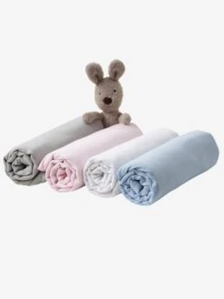 Lot De 2 Draps-housses Bébé En Jersey Uni Blanc Blanc - Vertbaudet -Literie Pour Bébé lot de 2 draps housses bebe en jersey uni blanc 2