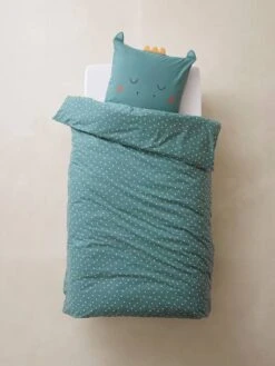 Parure Housse De Couette + Taie D'oreiller BIO* DRAGON Vert / écru - Vertbaudet -Literie Pour Bébé parure housse de couette taie doreiller bio dragon 1