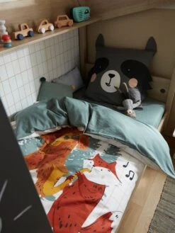 Parure Housse De Couette + Taie D'oreiller Enfant En Coton Bio* FOREST BAND écru / Multicolore - Vertbaudet -Literie Pour Bébé parure housse de couette taie doreiller enfant en coton bio forest band 5