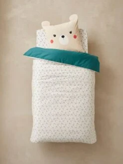 Parure Housse De Couette + Taie D'oreiller Enfant En Coton Bio* NATURE SAUVAGE Bleu - Vertbaudet -Literie Pour Bébé parure housse de couette taie doreiller enfant en coton bio nature sauvage 4