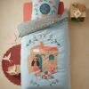 Parure Housse De Couette + Taie D'oreiller Enfant GIPSY ROULOTTE Bleu - Vertbaudet -Literie Pour Bébé parure housse de couette taie doreiller enfant gipsy roulotte