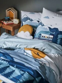 Parure Housse De Couette + Taie D'oreiller Enfant SUR LES RAILS Vert - Vertbaudet -Literie Pour Bébé parure housse de couette taie doreiller enfant sur les rails 5